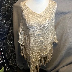 Elegant Cream Knit Poncho